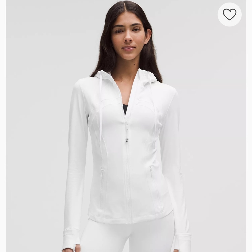 Lululemon Athletica White Fitted Long Sleeve Hoodie